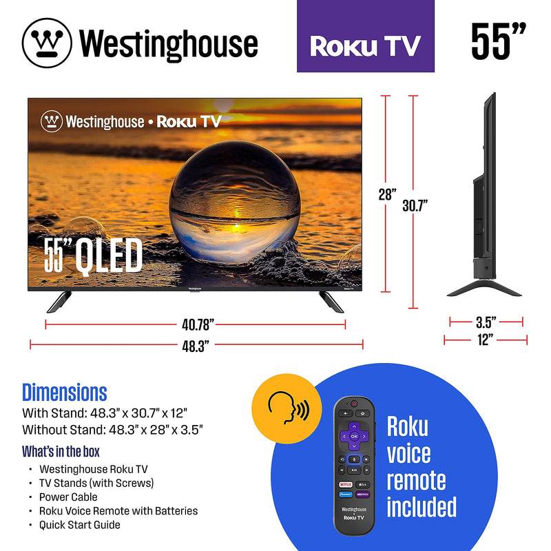Westinghouse 55" Edgeless QLED 4K Ultra HD Roku TV (WR55QX400)