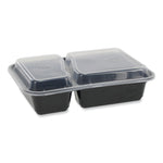 Pactiv Evergreen Newspring VERSAtainer Microwavable Containers, 2-Compartment, 30 oz, Black/Clear, Plastic, 150/CT