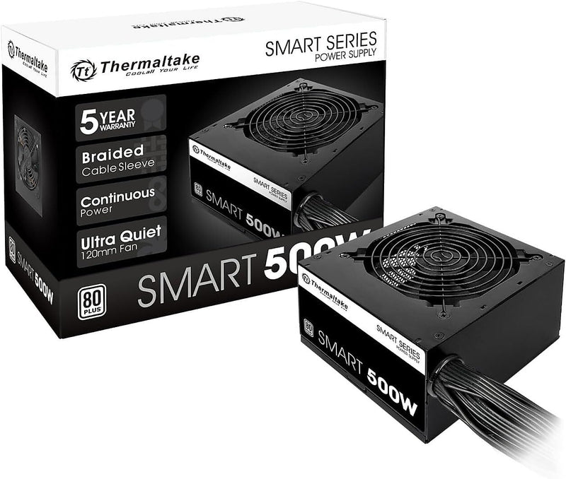 Thermaltake Smart 500W ATX 80 PLUS Power Supply, Black (PS-SPW-0500NNFAWU-1)