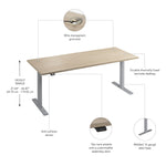 Bush Business Furniture Move 60 Series 72"W Electric Adjustable Standing Desk, Natural Elm/Cool Gray Metallic (M6S7230NESK)