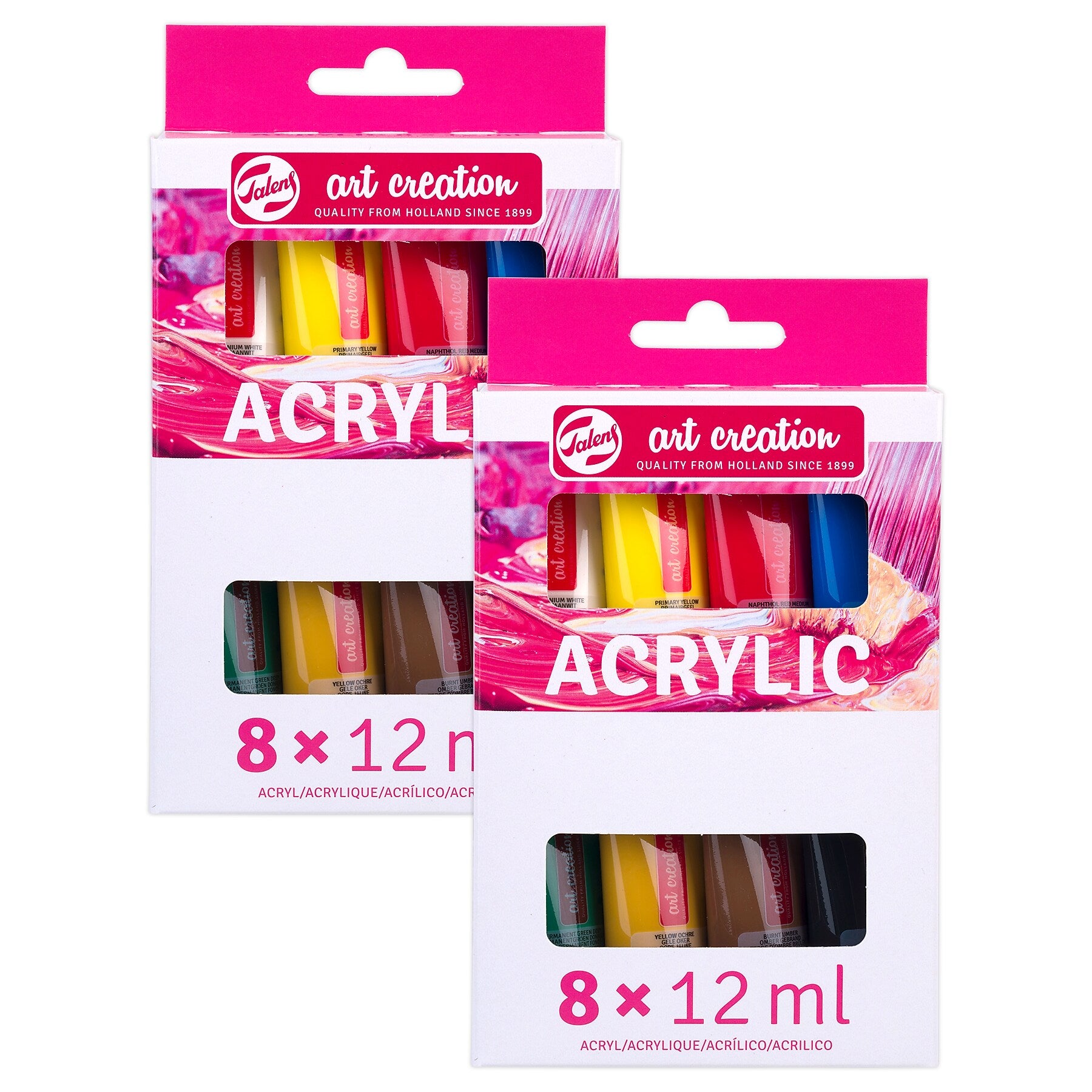 Talens Art Creation Acrylic Paint, Assorted Colors, 12mL, 8/Set, 2 Sets/Bundle (TLN9021808M-2)
