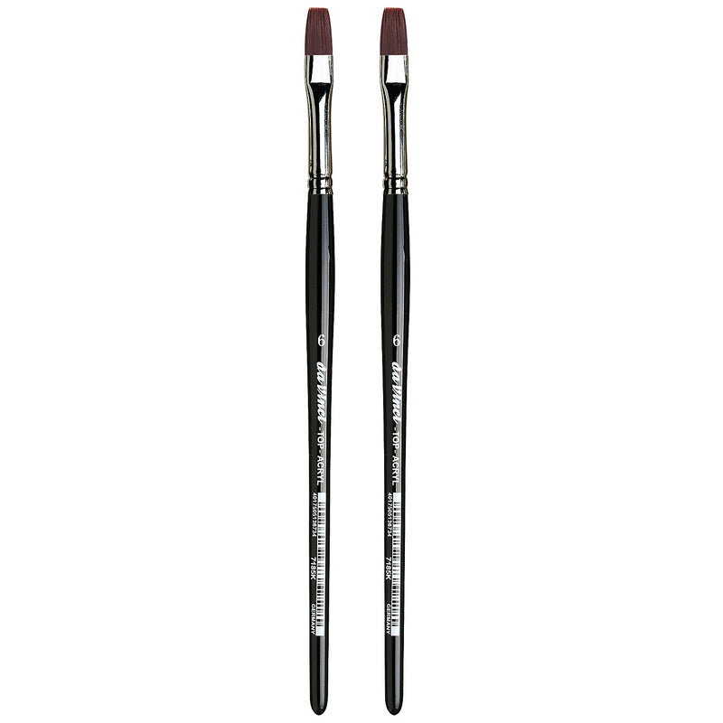 da Vinci TOP-ACRYL Oil and Acrylic Synthetic Bright Red-Brown Flat Brush, 2 Brushes/Pack (DVXVA7185K6-2)