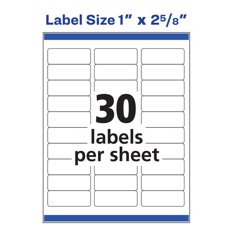 Avery Easy Peel Laser Address Labels, 1" x 2-5/8", Glossy White, 750 Labels/Pack (6526)