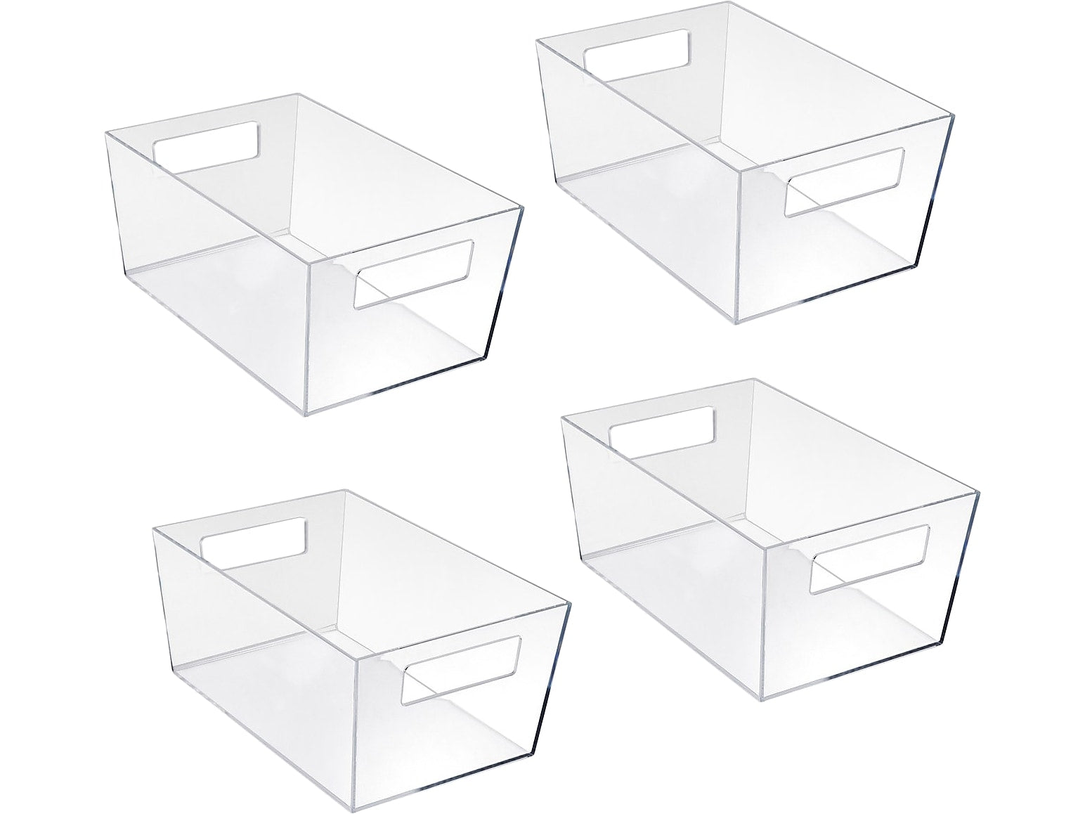 Azar Extra Large Storage Bin, 6.5" x 13"x 9.5", Clear, 4/Pack (556239-4PK)