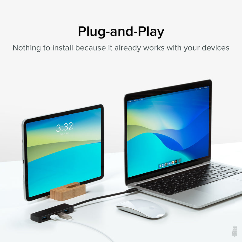 Plugable USB C to USB Adapter Hub, 4 Port USB 3.0 Hub, USB Splitter for Laptop