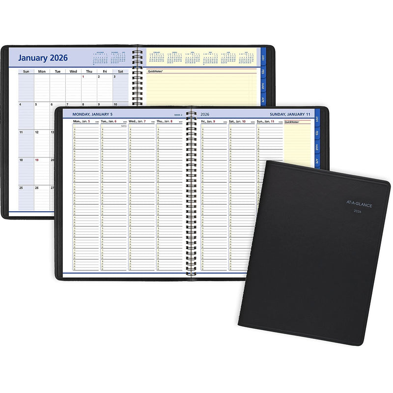 2026 AT-A-GLANCE QuickNotes 8.25" x 11" Weekly & Monthly Appointment Book, Faux Leather Cover, Black (76-950-05-26)