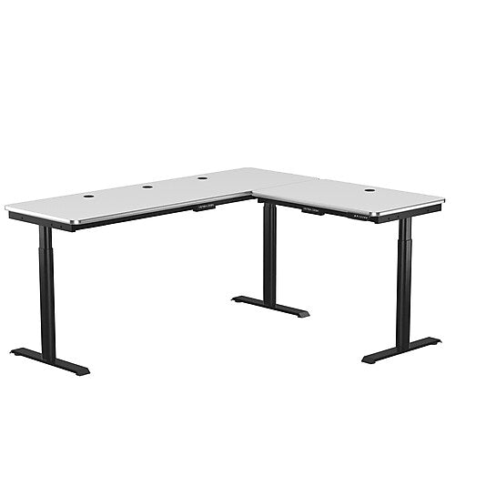 VersaDesk PowerLift 72"W Electric L-Shaped Adjustable Standing Desk, White/Black (PLLSD7272-BW-APP)