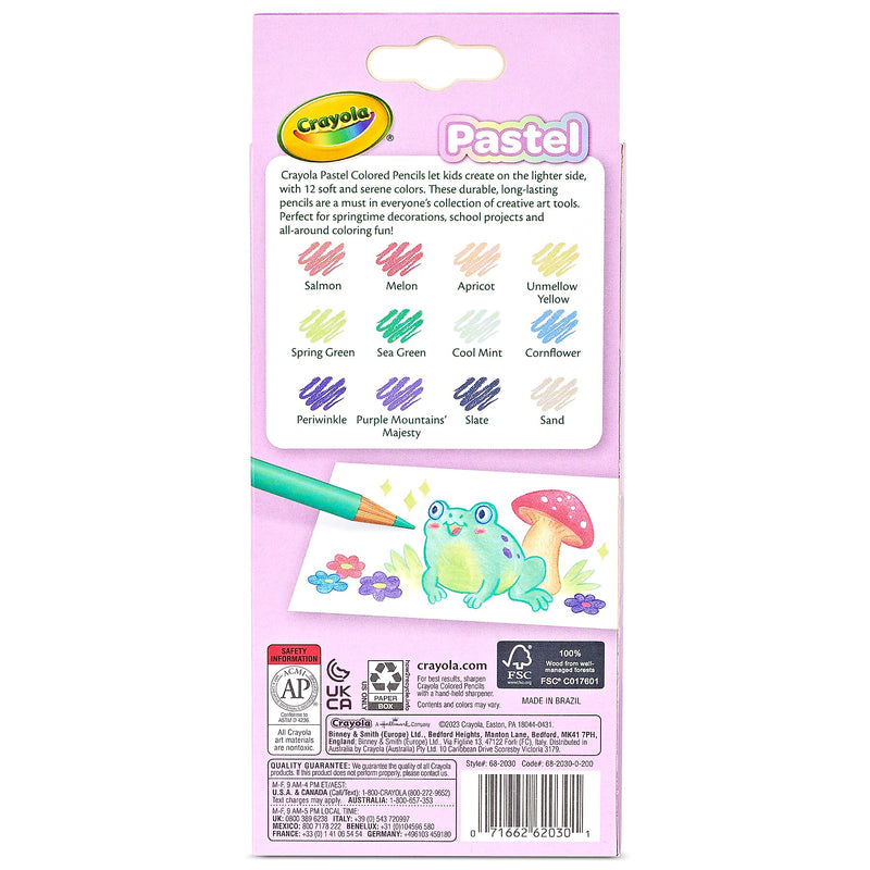 Crayola Pastel Kid's Colored Pencils, Multicolored, 12/Pack (BIN682030)