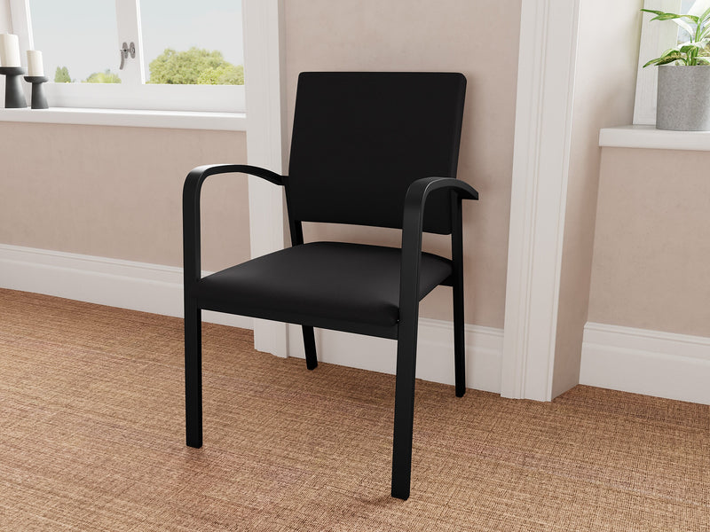 Lesro Newport Fabric Guest Chair, Open House Black/Black (NP1101.SBK-01OHBK)
