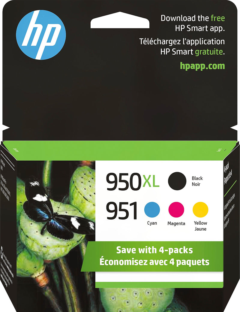 HP 950XL/951 Black High Yield and Cyan/Magenta/Yellow Standard Yield Ink Cartridge, 4/Pack (C2P01FN#140)