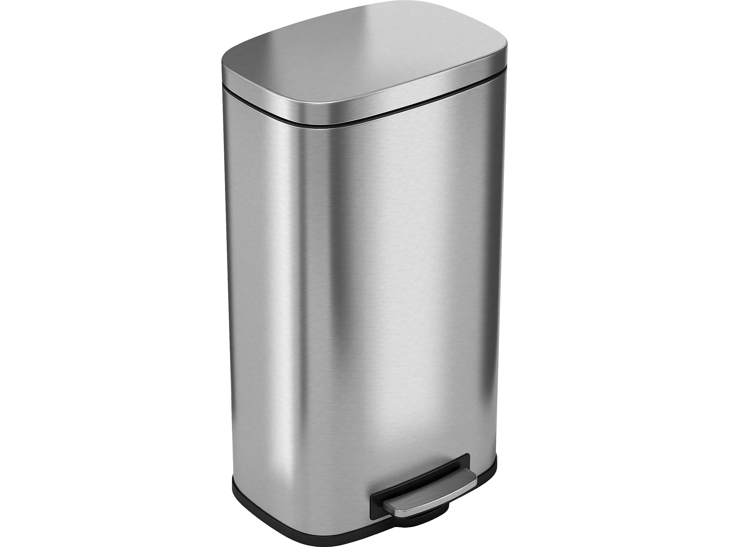 HLS Commercial Stainless Steel Trash Can with Hinged Lid, 8-Gallon, Silver (HLSS08RFR)