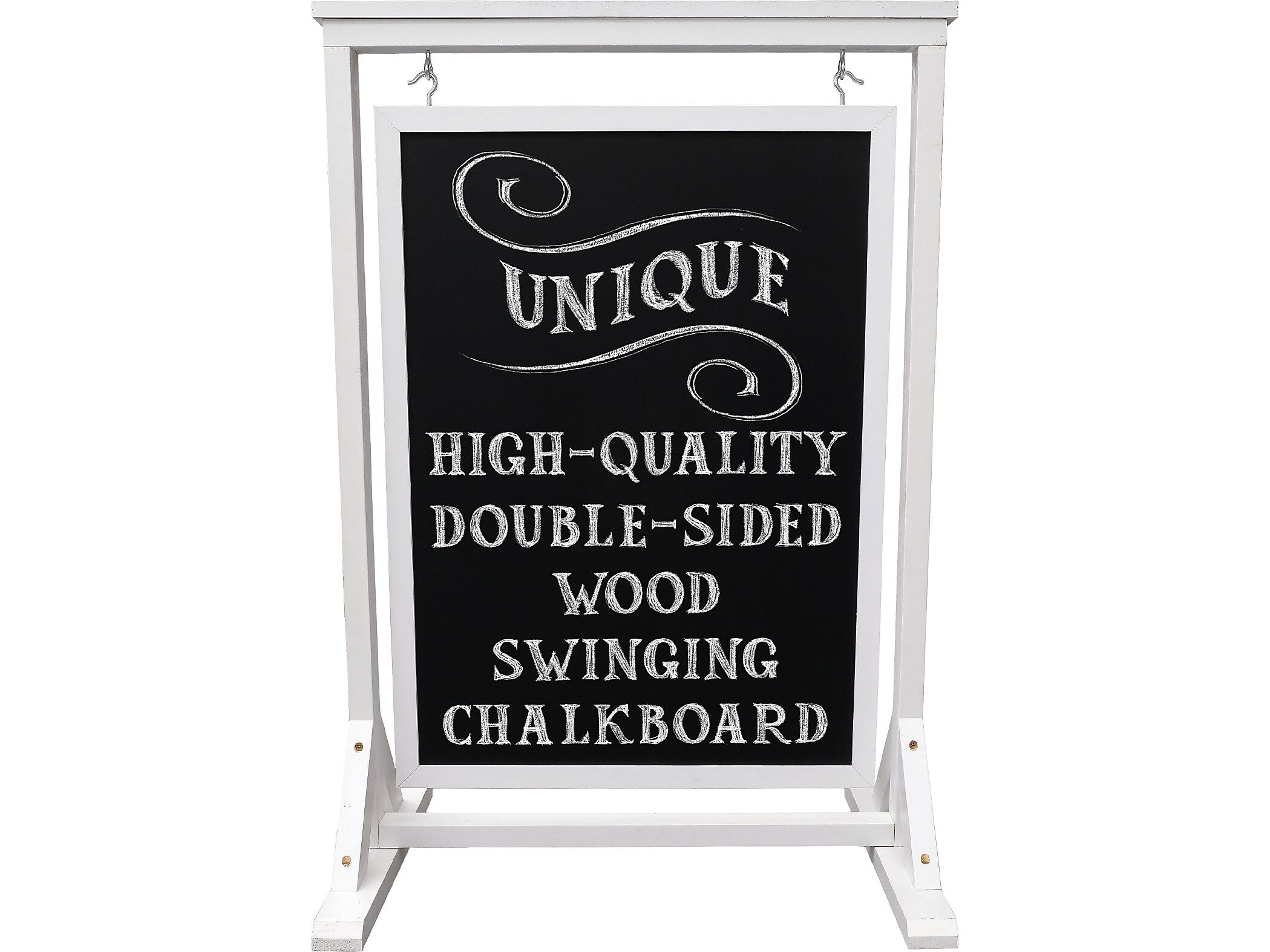 Excello Global Products Indoor/Outdoor Chalkboard Stand, 21" x 30", White/Black (HD-0090-WHT-OS)