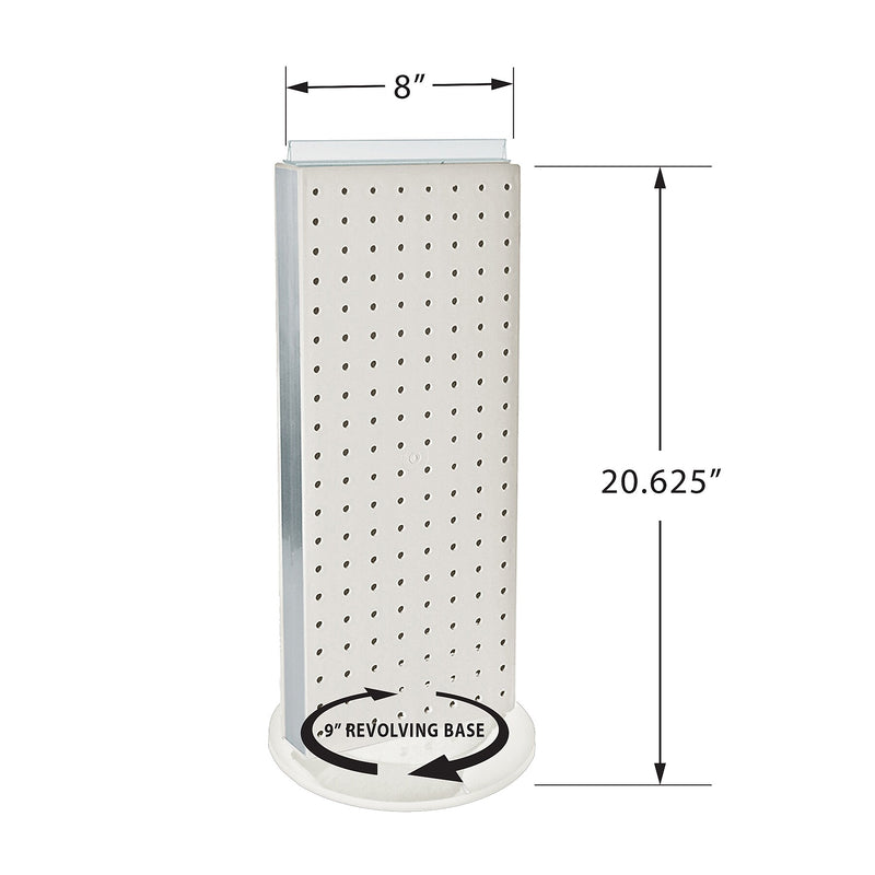 Azar Displays 20”H x 8”W Pegboard Counter Display with 16 4" Hooks, White (700508-WHT-4W16)