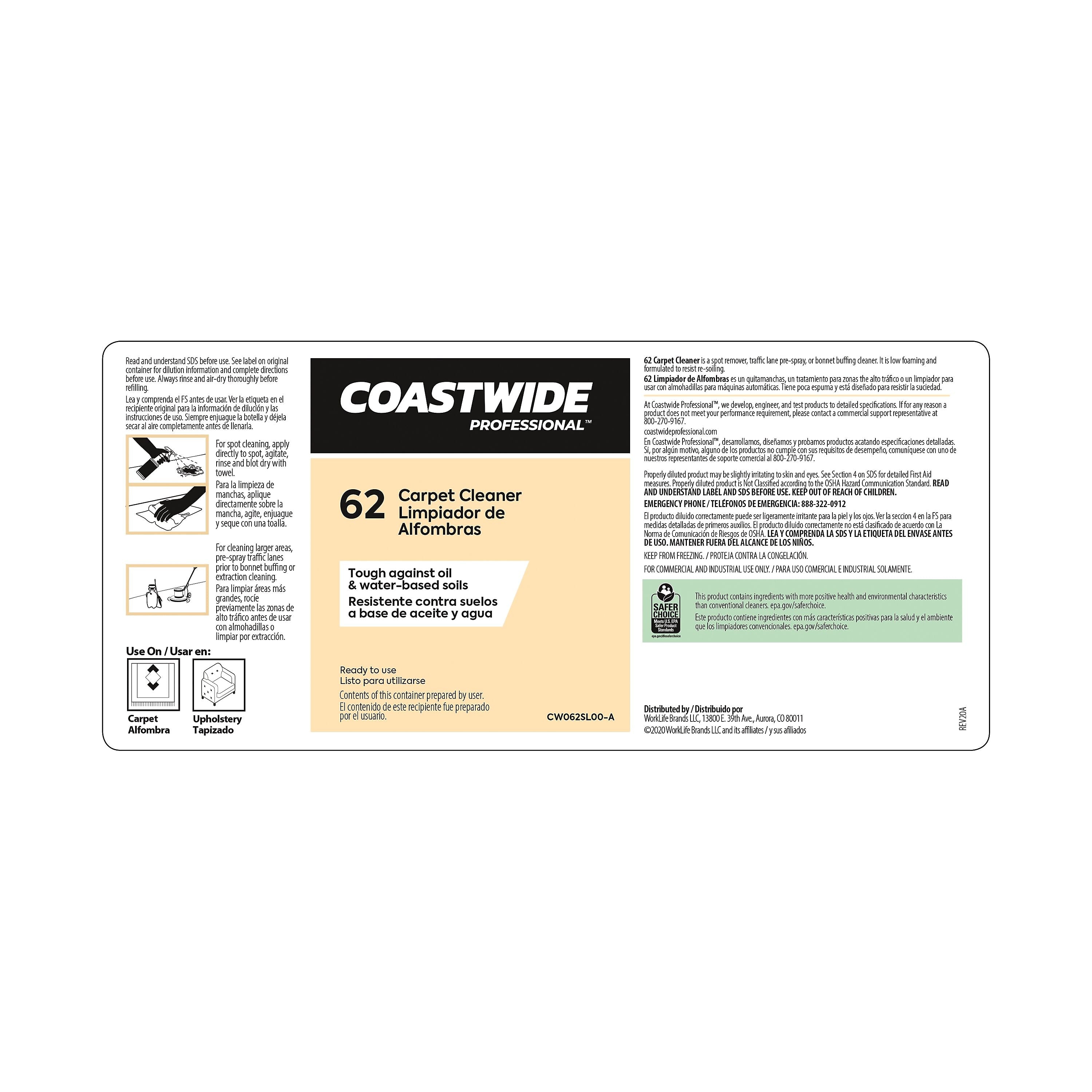 Coastwide Professional™ Secondary Label for Coastwide Professional™ 62 Carpet Cleaner (CW6200SL-A)