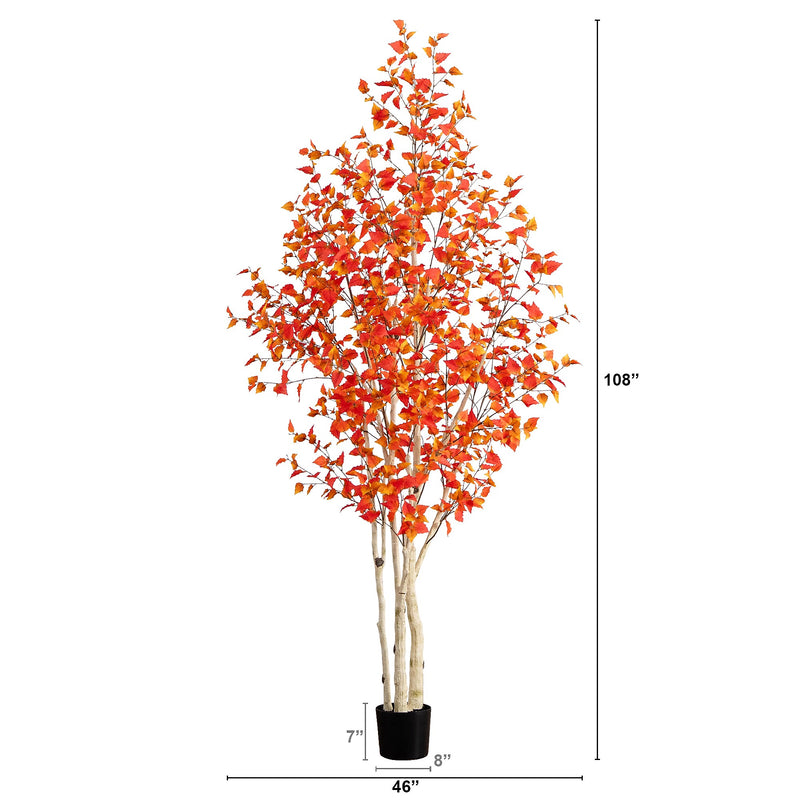 Nearly Natural 9' Autumn Birch Artificial Fall Tree (T4806)