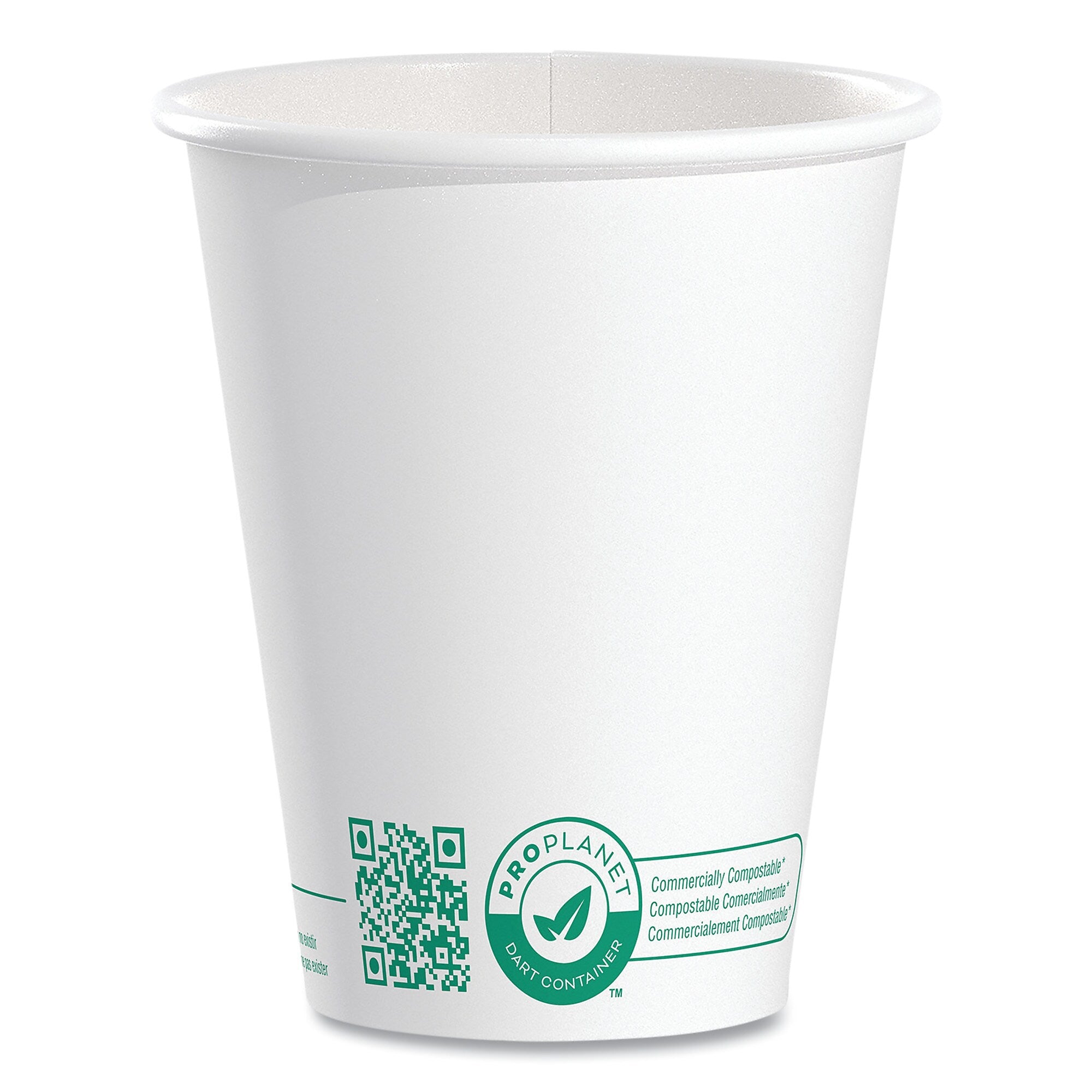 SOLO Compostable Paper Hot Cups, ProPlanet Seal, 8 oz, White/Green, 1,000/Carton