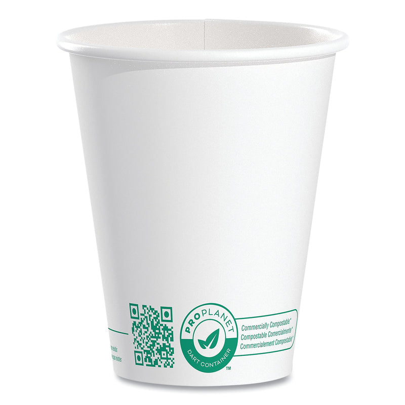 SOLO Compostable Paper Hot Cups, ProPlanet Seal, 8 oz, White/Green, 1,000/Carton