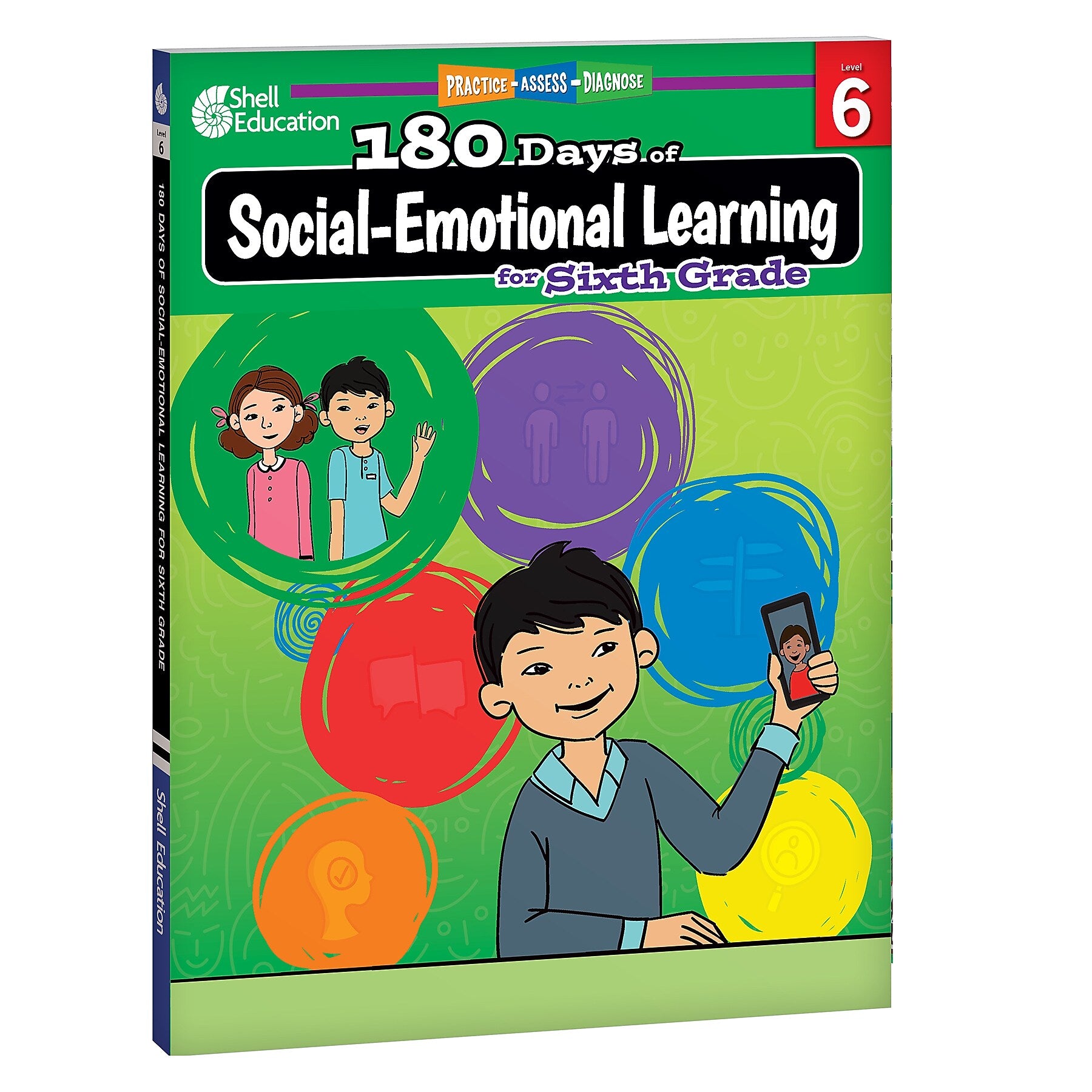 Shell Education 180 Days Social-Emotional Learning, Writing, & Spelling Grade 6, 3/Set (SEP147658)