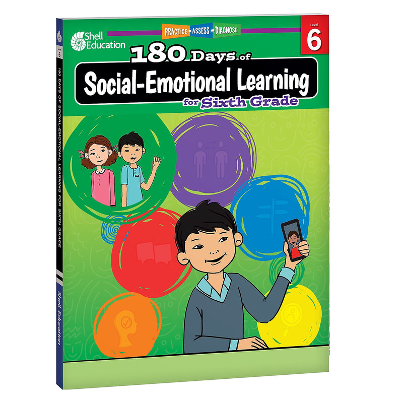 Shell Education 180 Days Social-Emotional Learning, Writing, & Spelling Grade 6, 3/Set (SEP147658)