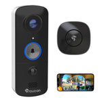 Toucan V3 Wireless Battery Operated Video Doorbell, Chime,  Night Vision, Wi-Fi, IP56 Weather Resistant, Black