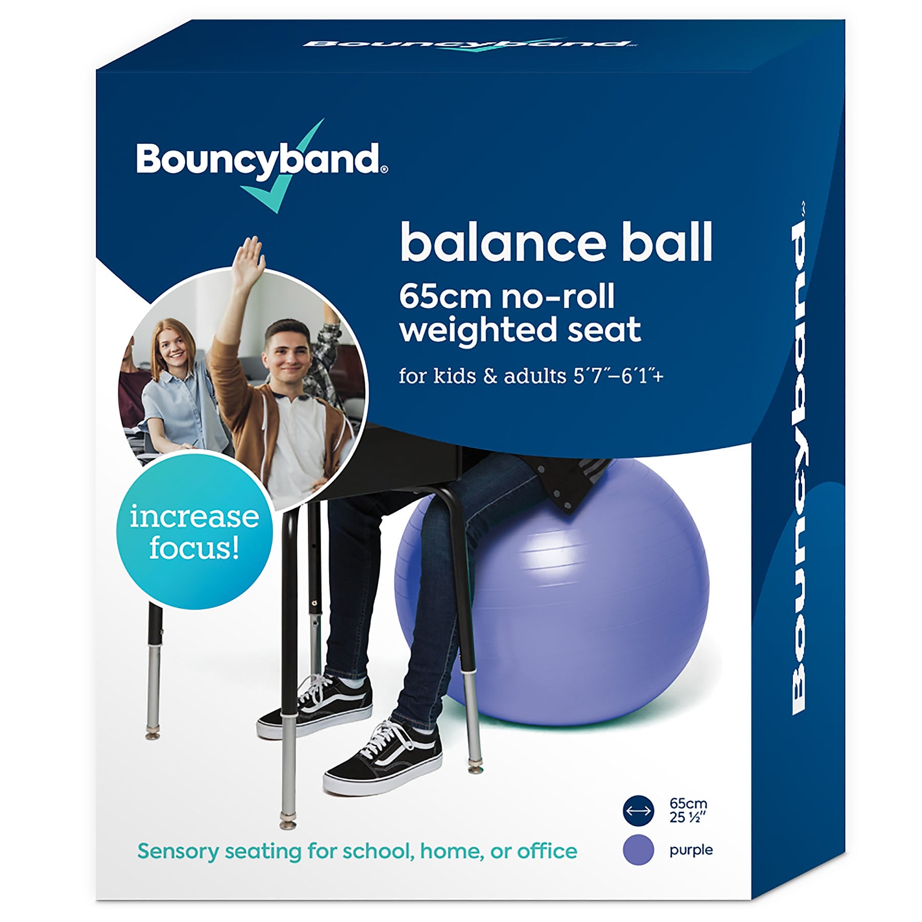 Bouncy Bands Balance Ball, 65cm, Purple (BBAWBS65PU)
