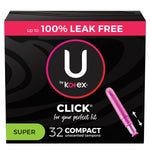 U by Kotex Click Super Compact Tampon, Unscented, 32/Pack (51584)