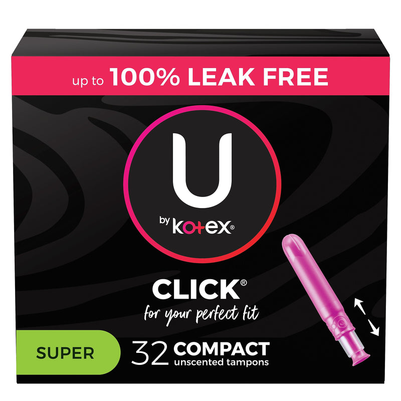 U by Kotex Click Super Compact Tampon, Unscented, 32/Pack (51584)