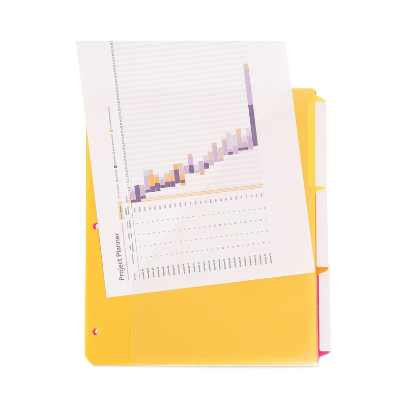 Smead™ Three-Ring Binder Poly Index Dividers with Pocket, 9.75 x 11.25, Assorted Colors, 30/Box