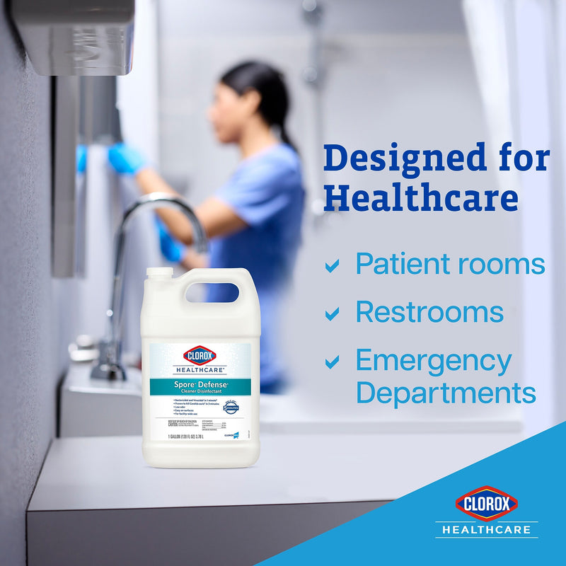 Clorox Healthcare Spore Defense Cleaner Disinfectant, Closed System Refill Bottle, 128 Fl Oz, 4/Pack  (32122)