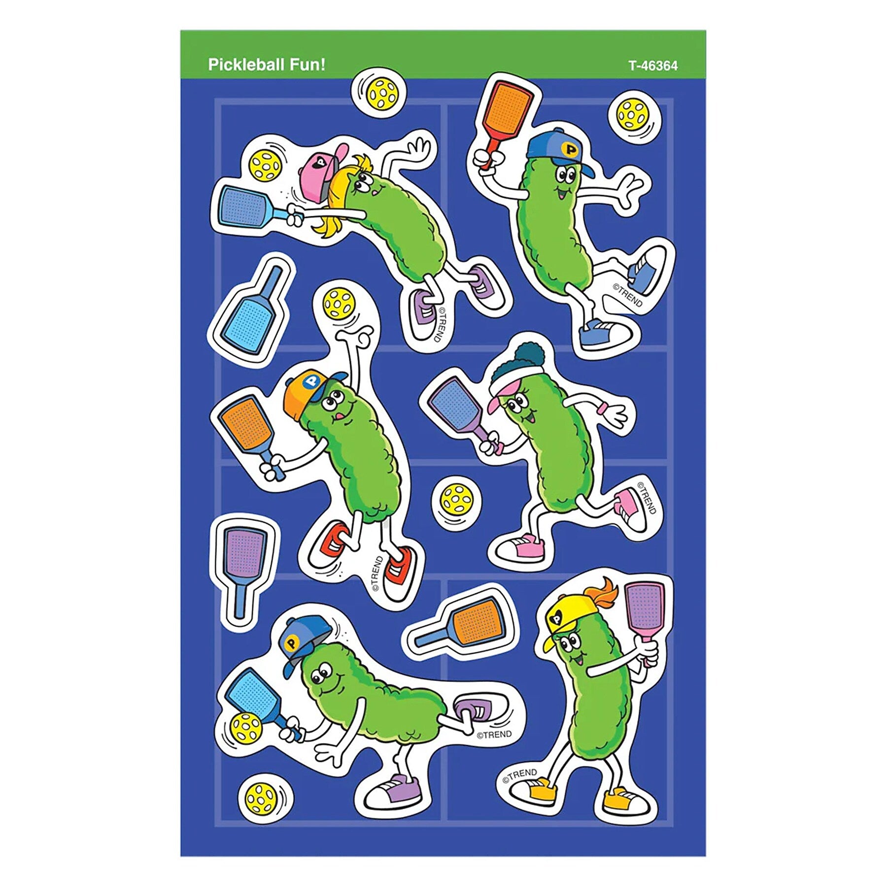 Trend Enterprises Pickleball Fun! superShapes Stickers - Large, Multicolored, 104/Pack, 6/Packs/Bundle (T-46364-6)