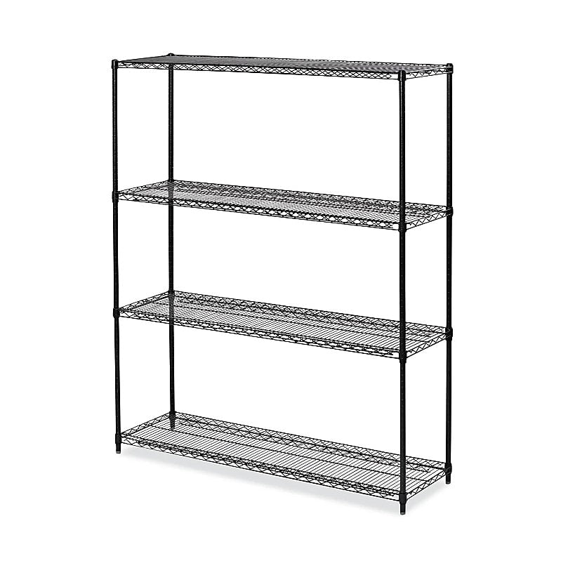 Alera All-Purpose Wire Shelving Starter Kit, 4-Shelf, 60 X 18 X 72, Black Anthracite+