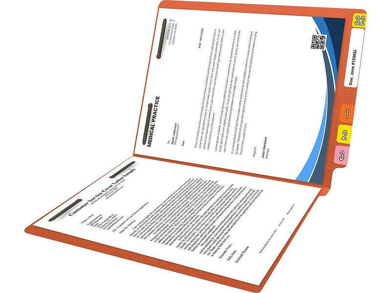 Medical Arts Press Reinforced End Tab File Folder, Straight Cut, Letter-Size, Orange, 50/Box (S-01502-ORG)