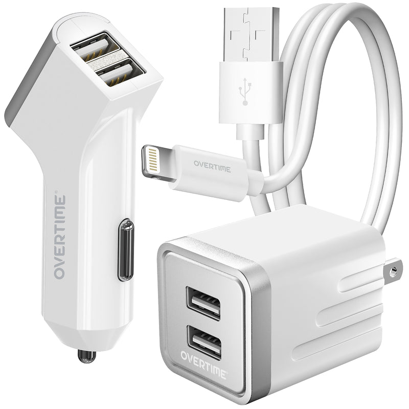 Overtime USB-A Charging Kit for Apple, 12W, White (DAC3IN1)