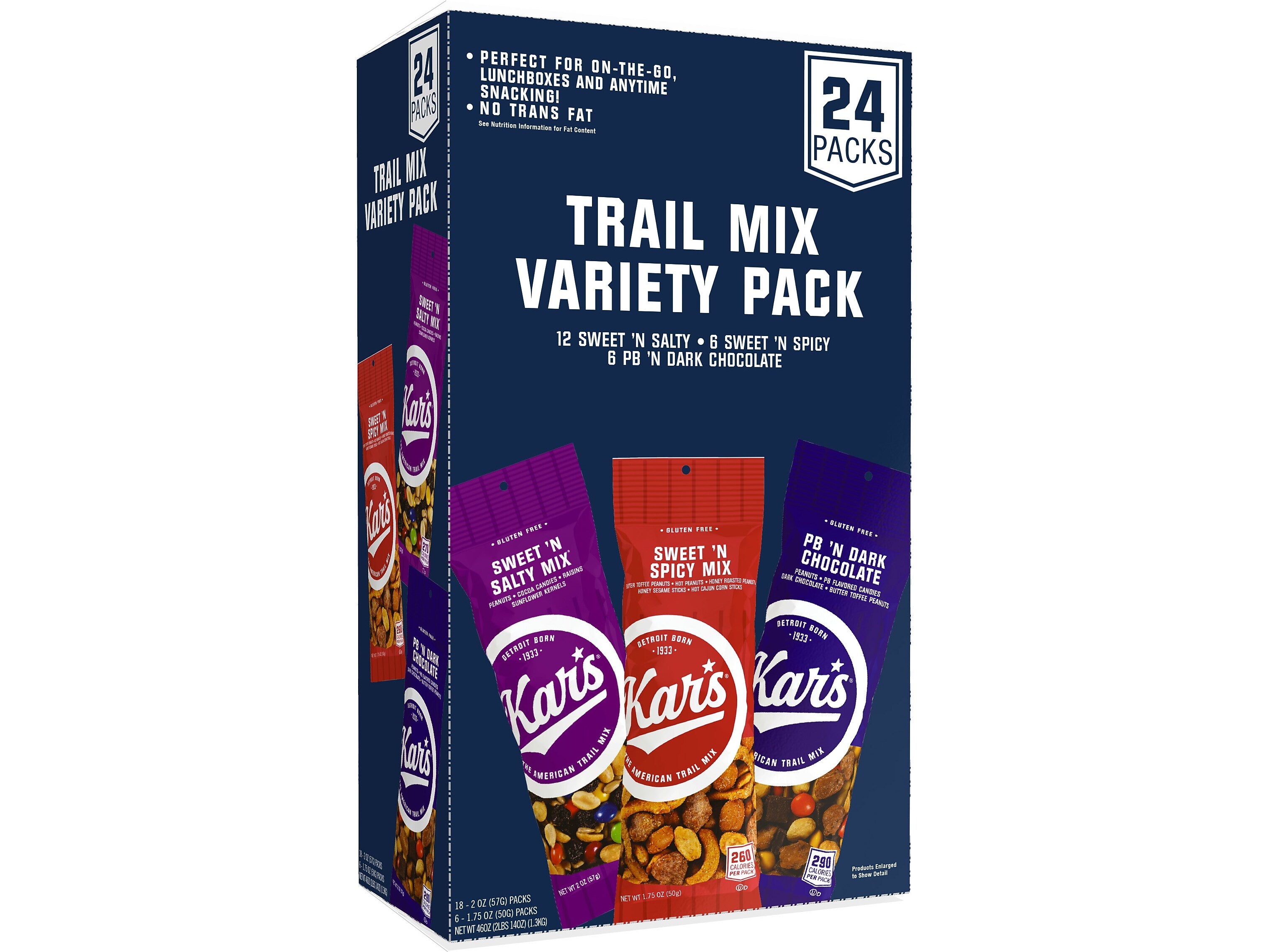 Kars Gluten-Free Nut Trail Mix Variety Pack, 46 oz., 24 Bags/Box (8362)