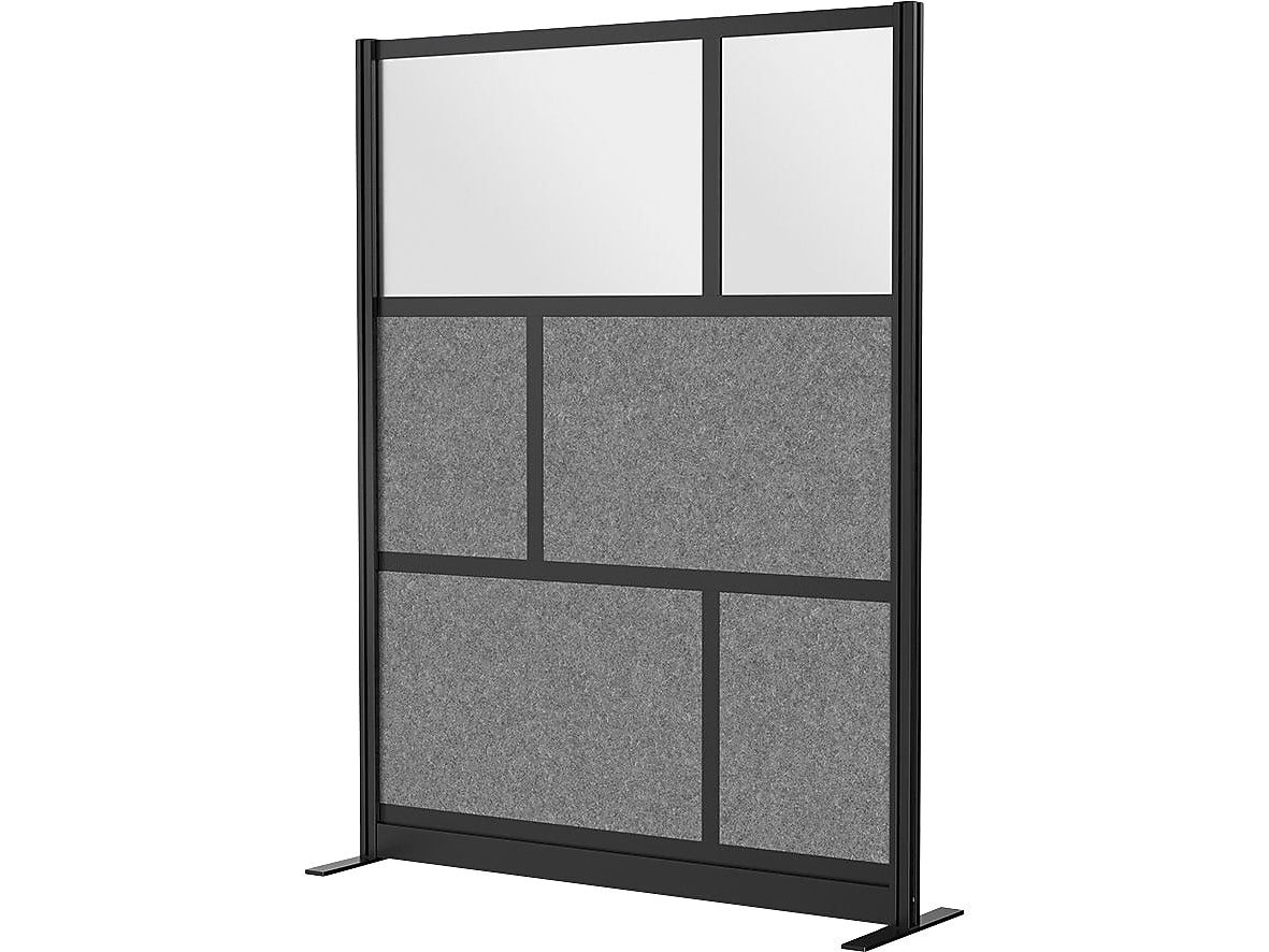 Luxor Expanse Series 6-Panel Freestanding Room Divider System Starter Wall, 70"H x 53"W, Black/Gray (MW-5370-FCGB)