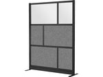 Luxor Expanse Series 6-Panel Freestanding Room Divider System Starter Wall, 70"H x 53"W, Black/Gray (MW-5370-FCGB)