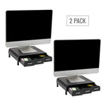 Mind Reader Monitor Stand and Desktop Organizer with 3 Storage Drawers, Black, 2/Pack (2MONSTA3D-BLK)
