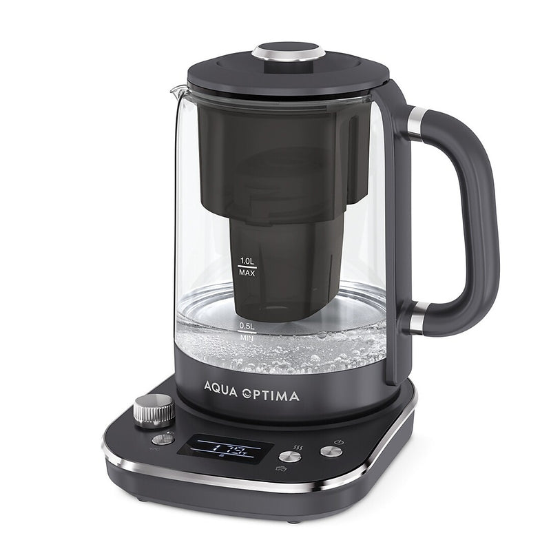 Aqua Optima KT3000 Glass Electric Kettle with Water Filter, 7-Cups, Black