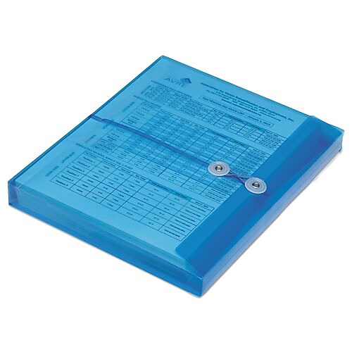 AbilityOne SKILCRAFT String Tie Side-load Expansion Envelopes, Document, Letter, String Tie, Polypropylene, 5/Pack, Blue