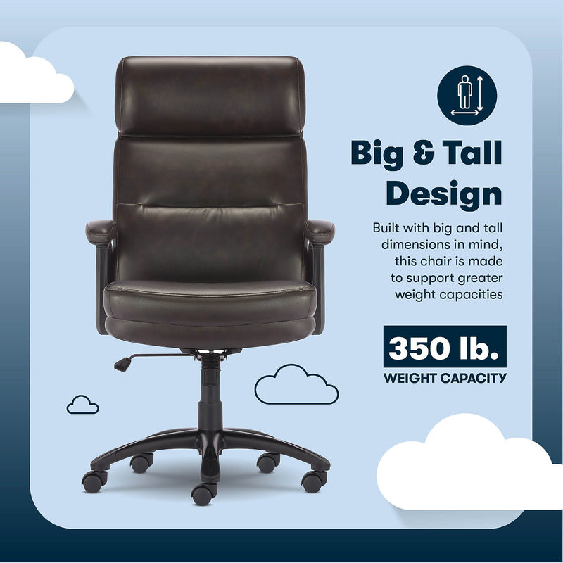 Serta Comfort Big & Tall Ergonomic Bonded Leather Swivel Executive Office Chair, Brown (CHR10131B)