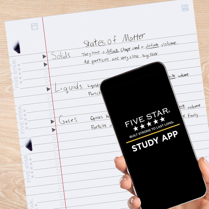 Five Star Reinforced Wide Ruled Filler Paper, 8" x 10.5", 3-Hole Punched, 80 Sheets/Pack (150002/150034)