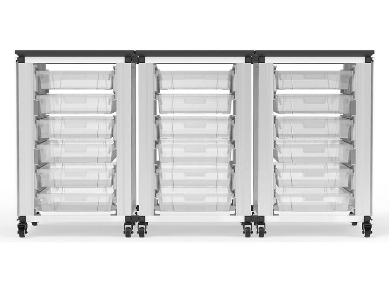 Luxor Mobile 18-Section Modular Classroom Storage Cabinet, 28.75"H x 18.2"D, White (MBS-STR-31-18S)