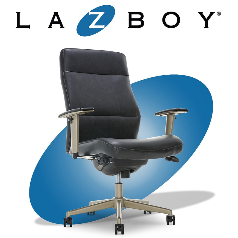 La-Z-Boy Baylor Ergonomic Faux Leather Swivel Executive Chair, Black (CHR10085B)