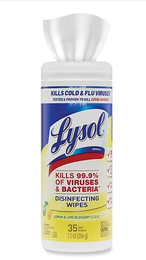 Lysol Disinfecting Wipes, Lemon and Lime Blossom Scent, 35 Wipes/Container, 12/Carton (RAC81145CT)