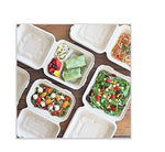 World Centric Fiber Hinged Containers, 3-Compartment, 9.3" x 9" x 3.3", Natural, Paper, 300/Carton (WORTOSCU9TLFP)