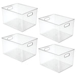 iDESIGN Small Stackable Plastic Storage Bin, 8" x 10"x 12", Clear, 4/Pack (29112M4)