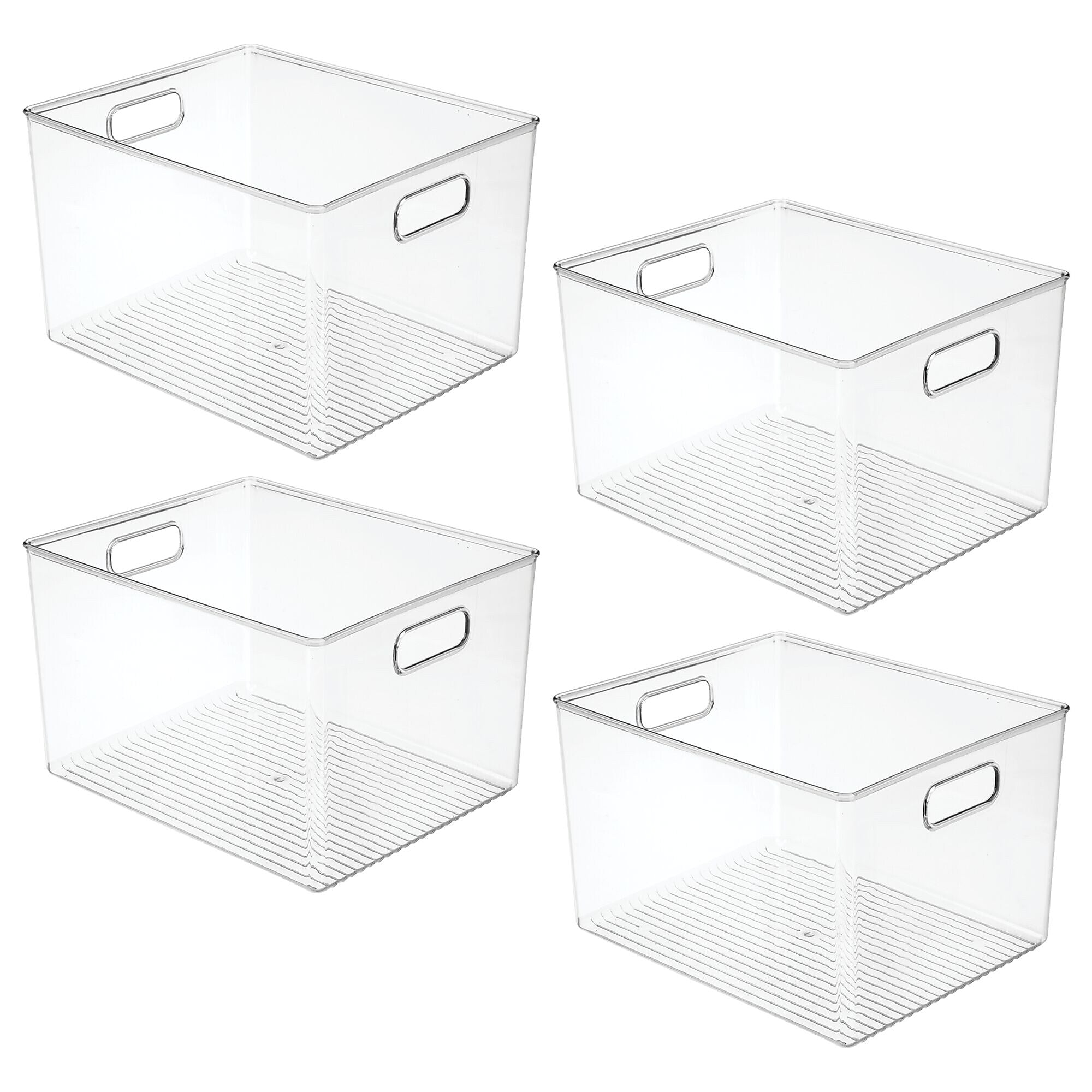 iDESIGN Small Stackable Plastic Storage Bin, 8" x 10"x 12", Clear, 4/Pack (29112M4)