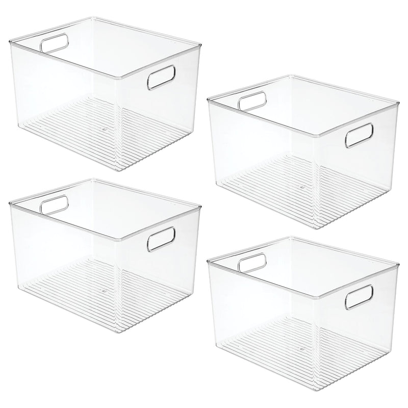 iDESIGN Small Stackable Plastic Storage Bin, 8" x 10"x 12", Clear, 4/Pack (29112M4)