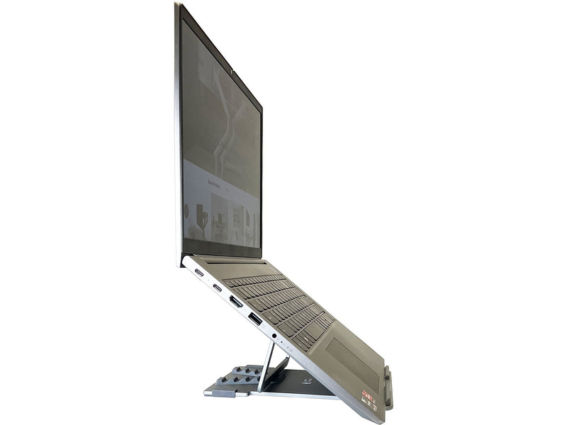 Amer 10" x 6" Aluminum Folding Laptop Stand for 15.6" Laptops, Silver (AMRNS01DG)