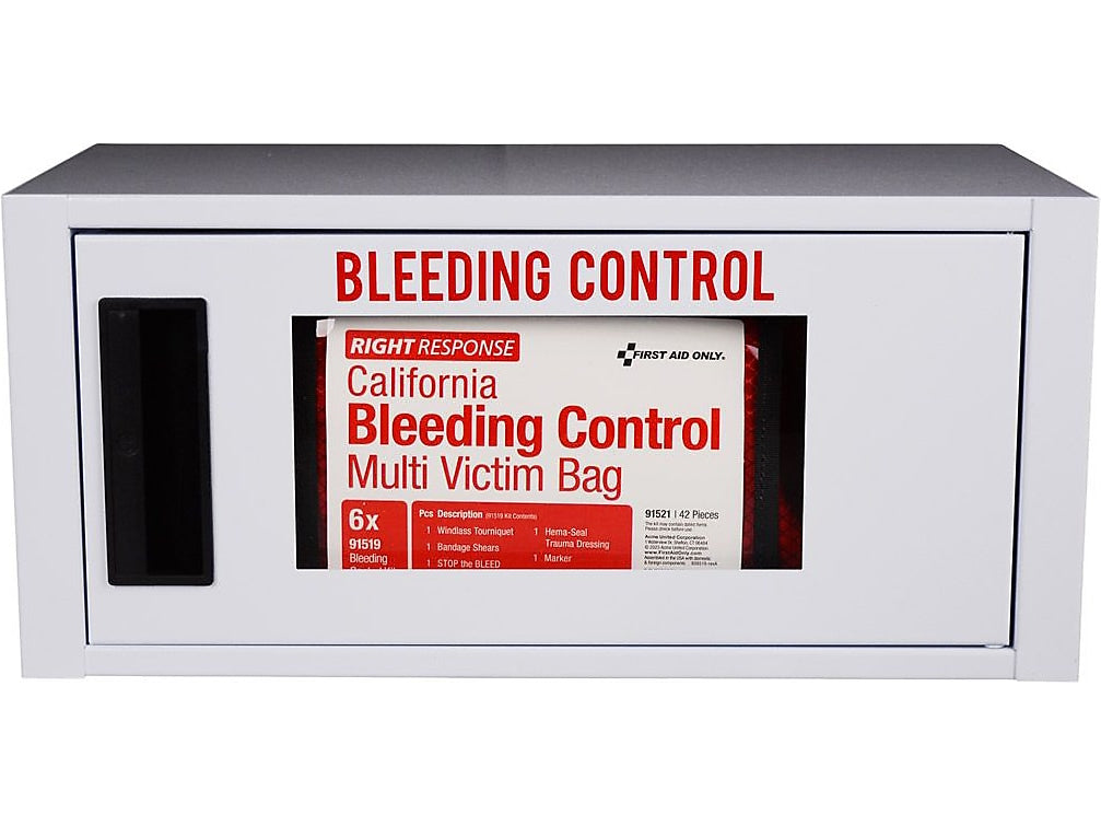 First Aid Only Right Response Bleeding Control Cabinet with Multiple Victim Bag, California AB2260, without Alarm (91535)